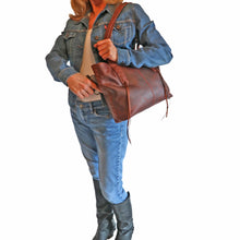 Load image into Gallery viewer, Concealed Carry Medium Leather Reagan Laced Tote by Lady Conceal