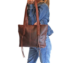Load image into Gallery viewer, Concealed Carry Medium Leather Reagan Laced Tote by Lady Conceal