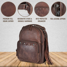 Load image into Gallery viewer, Concealed Carry Sawyer Leather Backpack by Lady Conceal
