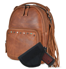 Load image into Gallery viewer, Concealed Carry Sawyer Leather Backpack by Lady Conceal
